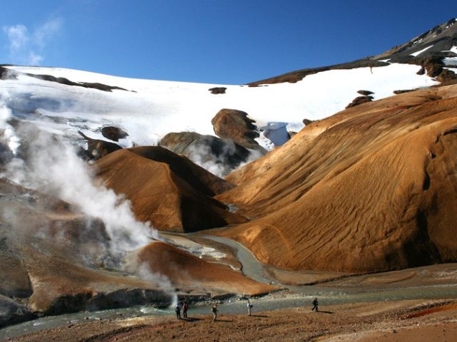 Gletscher und Geysir