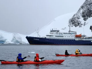 Mit Kajaks fast lautlos zwischen den Eisbergen gleiten
