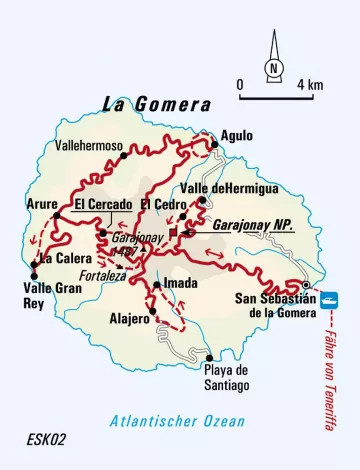 Spanien: Karte und Tourenverlauf Wandern auf La Gomera