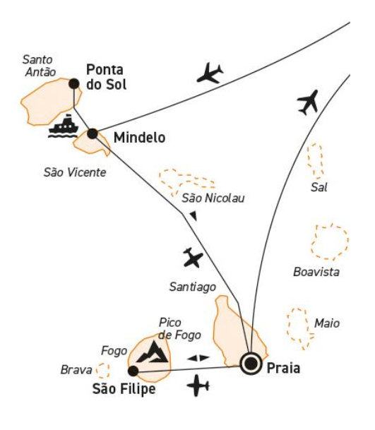 São Tomé e Príncipe: Karte und Tourenverlauf Wanderreise – tropische Täler und Vulkanlandschaften
