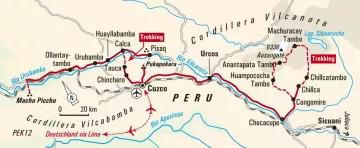 Peru: Karte und Tourenverlauf Lama-Trekking