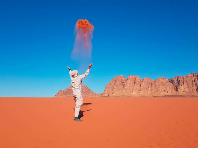 Sandsturm im Wadi Rum