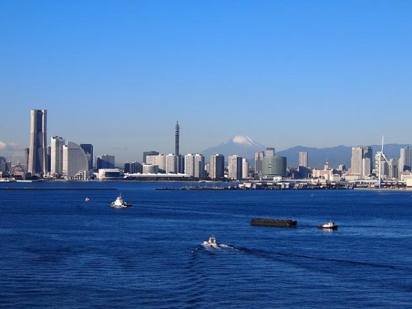 Blick von Yokohama aus auf den Mt. Fuji